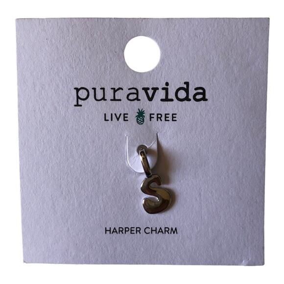 Pure Vida NWT Harper Paperclip Silver Charm Bracelet & Charms, “S”, Peace Sign - Picture 5 of 8